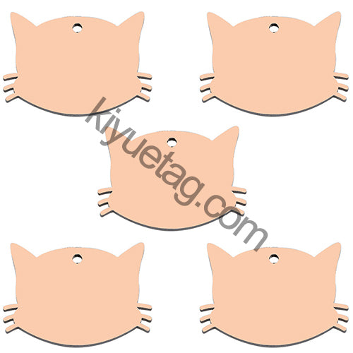 100PCS Personalized Cat Face Stainless Steel Dog Pet ID Tag Keychain Engraved Name Puppy Collar Metal Pendant Keyring Accessorie