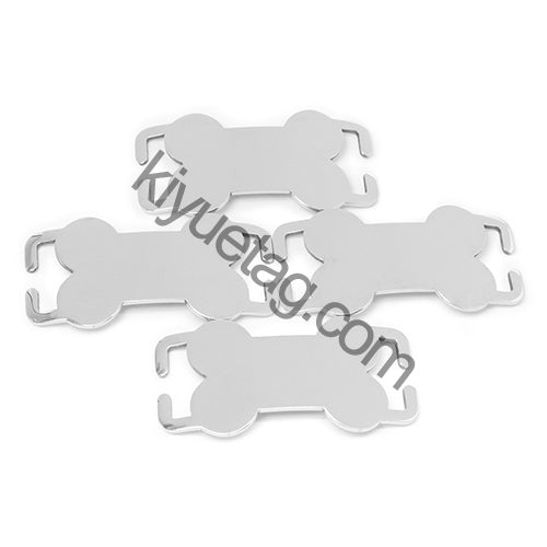 Wholesale 100pcs Curved Bone Stainless Steel Blank Tag Personalized Name Cat Dog Collar Accessories Anti-lost ID Nameplate
