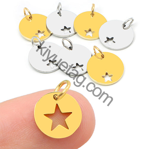 Wholesale 100pcs Blank Stainless Steel ID Tag Round Pet Dog Nameplate Custom Engraved Pendant Key Ring Necklace Accessories