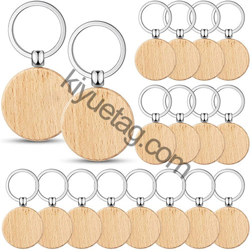 Wholesale 100/50Pcs Round Wood Keychain Blanks Keychain Key Ring Key Pendants Gifts