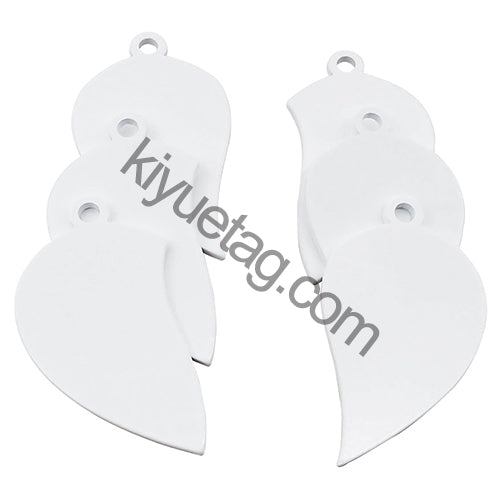 50Pairs/lot Necklace Pendant Mirror Stainless Steel Broken Heart Tag Couple Bracelet Charms Plate for Jewelry Making