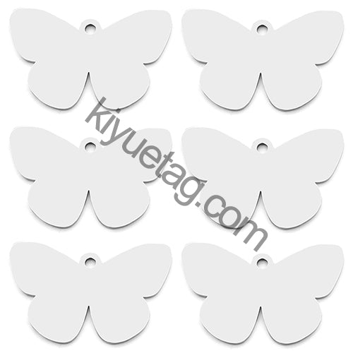 100PCS Customizable Butterfly Shape Stainless Steel Tag Engravable Anti-lost Keyring Pendant Jewelry Necklace Charm Accessories