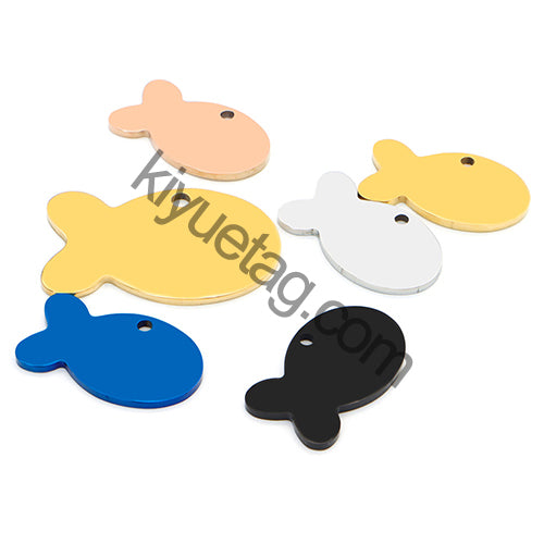 100PCS Personalized Pet ID Tag Fish Shape Stainless Steel Blank Engraved Pendant Accessories Key Ring Gift