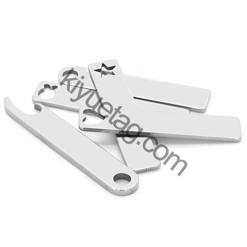 100Pcs Pet Dog Stainless Steel Rectangle Metal Blank Tag Memorial Pendant Necklace Jewelry Makings