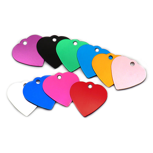 100Pcs/Set New Heart Dog ID Tags Aluminum Pendant