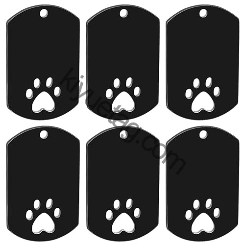 Personalized 100Pcs Rectangular Dog Paw Stainless Steel Blank Tag Pet Mirror Anti-Lost Key Ring Pendant Engravable Souvenir