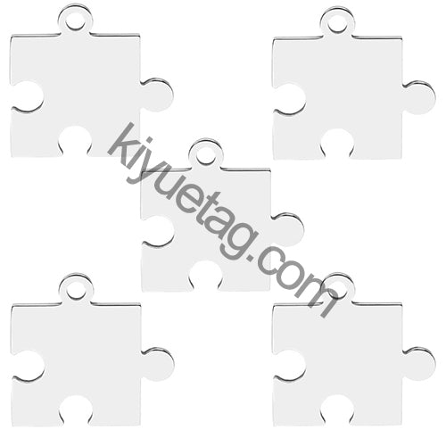 100pcs Dog Id Tag Stainless Steel Charms Jigsaw Puzzle Pendants Fashion Neckalce Couple Plate Jewelry Making Findings DIY