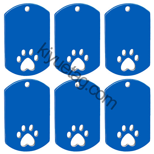 Personalized 100Pcs Rectangular Dog Paw Stainless Steel Blank Tag Pet Mirror Anti-Lost Key Ring Pendant Engravable Souvenir