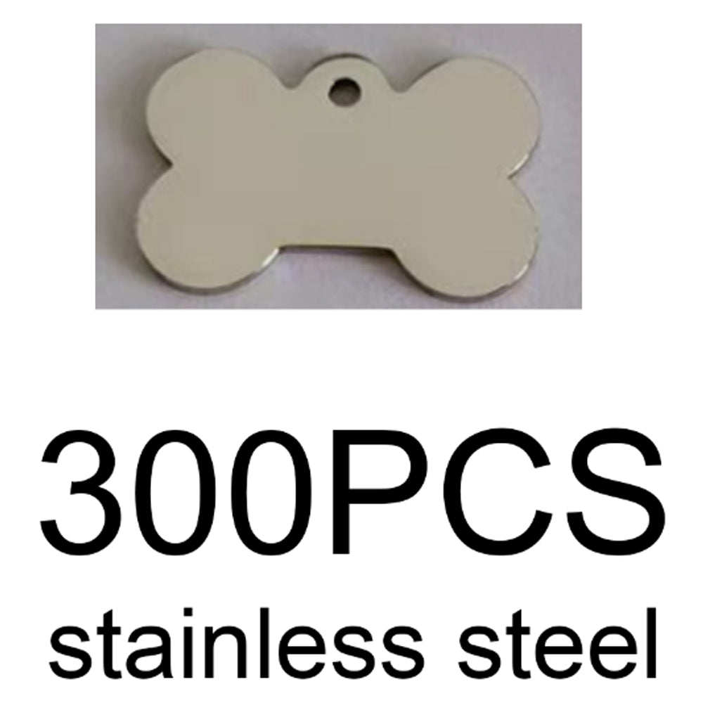 Custom 300Pcs Silver Bone - Shape stainless steel tags