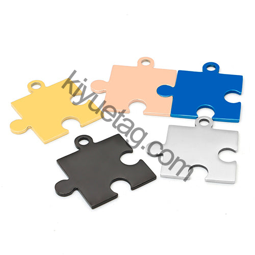 100pcs Dog Id Tag Stainless Steel Charms Jigsaw Puzzle Pendants Fashion Neckalce Couple Plate Jewelry Making Findings DIY