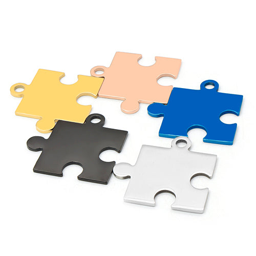 100pcs Dog Id Tag Stainless Steel Charms Jigsaw Puzzle Pendants Fashion Neckalce Couple Plate Jewelry Making Findings DIY
