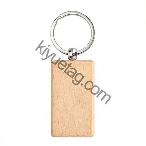 Wholesale 100/50Pcs Rectangle Wood Keychain Blanks Keychain Key Pendants