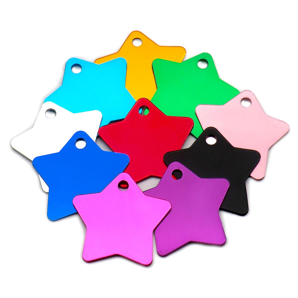 100Pcs/Set Star Dog ID Tags Aluminum Pendant