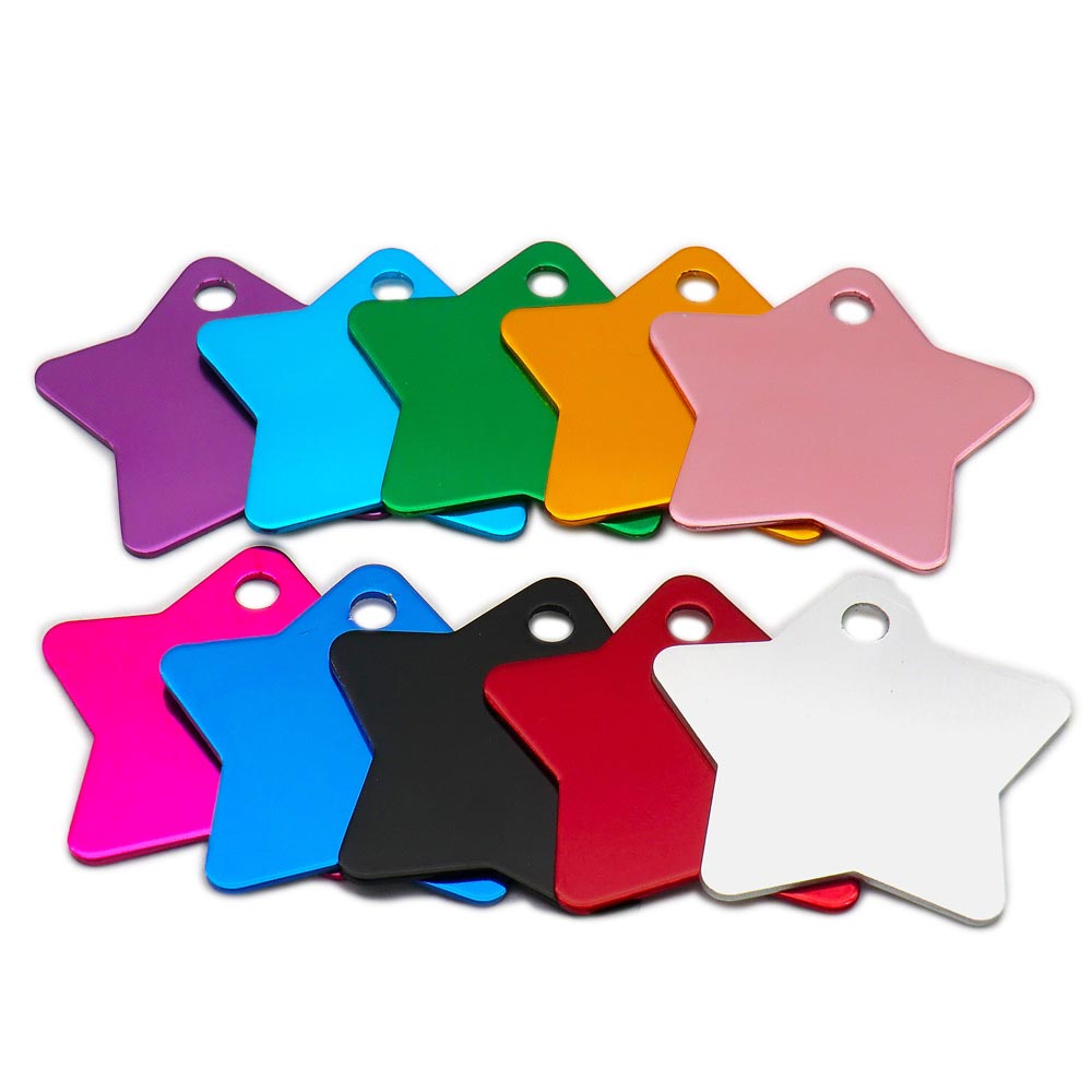 100Pcs/Set Star Dog ID Tags Aluminum Pendant