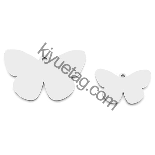 100PCS Customizable Butterfly Shape Stainless Steel Tag Engravable Anti-lost Keyring Pendant Jewelry Necklace Charm Accessories