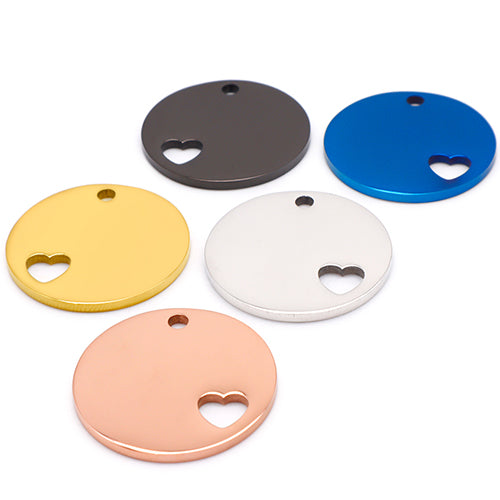 Wholesale 100Pcs Dog ID Tag Stainless Steel Blank Round Engraved Cat Name NO. Heart Accessories Cards Pendant Quality Necklace