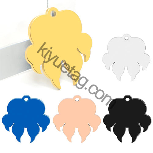 100Pcs/Set 100Pcs Dog Paw ID Tag Personalized Shape Stainless Steel Jewelry Pendant DIY Necklace Keyring Accessories