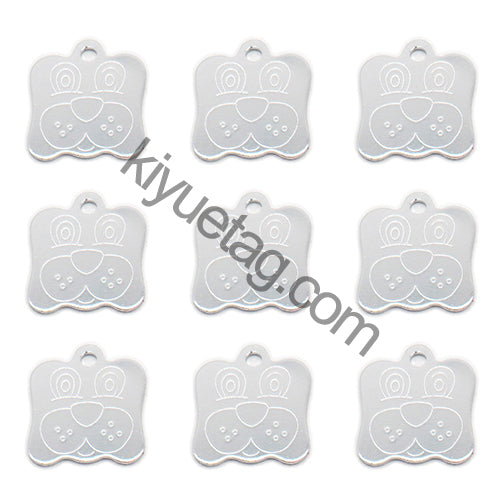 100Pcs/Set Dog Face Dog ID Tags Aluminum Pendant