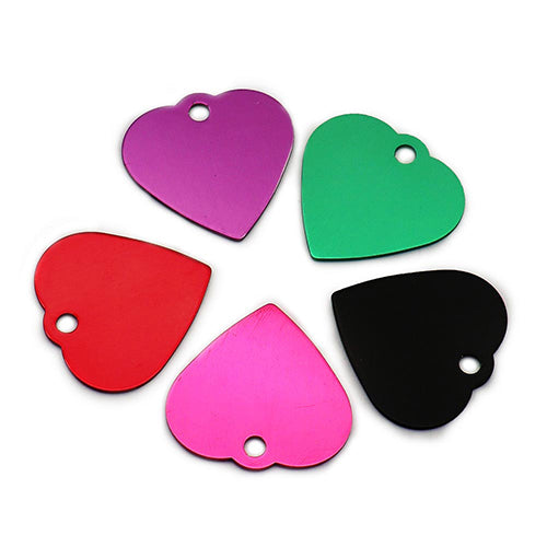 100Pcs/Set New Heart Dog ID Tags Aluminum Pendant