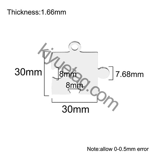 100pcs Dog Id Tag Stainless Steel Charms Jigsaw Puzzle Pendants Fashion Neckalce Couple Plate Jewelry Making Findings DIY