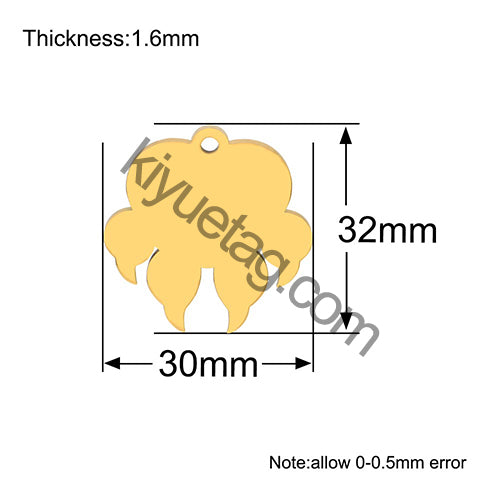 100Pcs/Set 100Pcs Dog Paw ID Tag Personalized Shape Stainless Steel Jewelry Pendant DIY Necklace Keyring Accessories