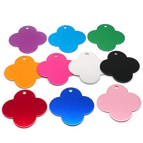 100Pcs/Set Four-Leaf Clover Dog ID Tags Aluminum Pendant