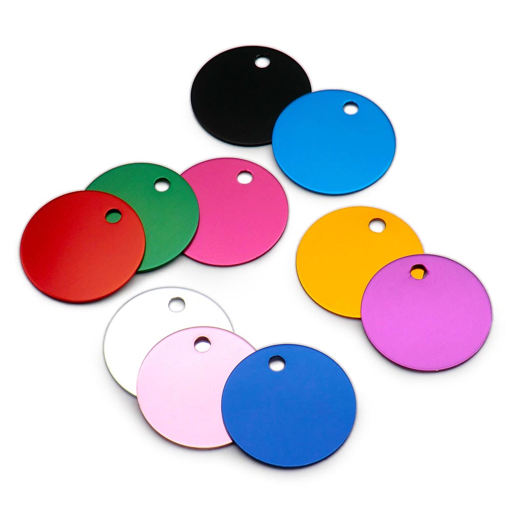Wholesale 100 Pcs Aluminum Nameplate Tag Round Dog ID Tags Keychains Logo Personalized Pendant