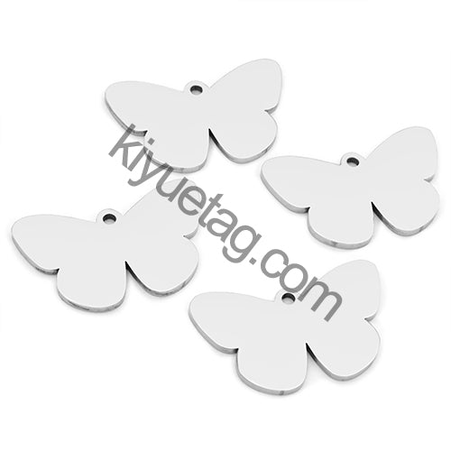 100PCS Customizable Butterfly Shape Stainless Steel Tag Engravable Anti-lost Keyring Pendant Jewelry Necklace Charm Accessories
