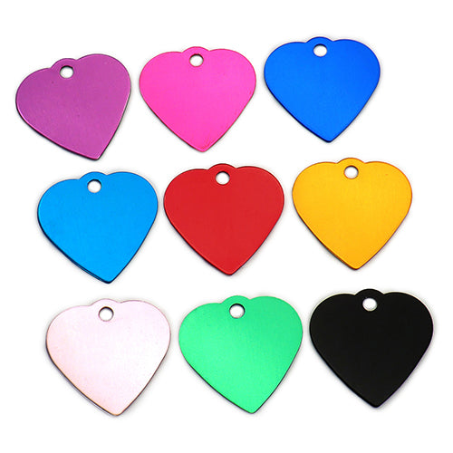 100Pcs/Set New Heart Dog ID Tags Aluminum Pendant