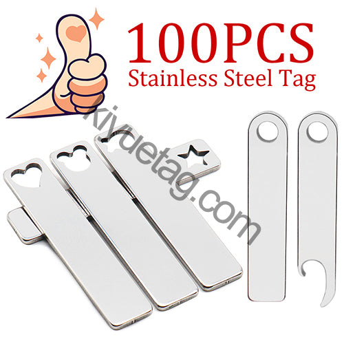 100Pcs Pet Dog Stainless Steel Rectangle Metal Blank Tag Memorial Pendant Necklace Jewelry Makings