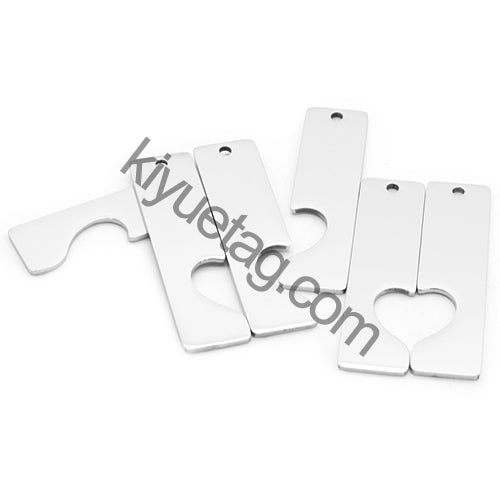 50/Pairs Custom Engravable Rectangular Stainless Steel Pendants Personalized Couple Keyring Charm Accessories