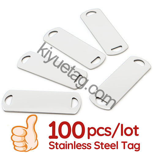 100Pcs Custom Accessories Pet Dog Stainless Steel Blank Tag Personalized Engravable Nameplate Rectangle Charm Pendant Necklace
