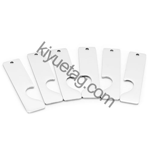50/Pairs Custom Engravable Rectangular Stainless Steel Pendants Personalized Couple Keyring Charm Accessories