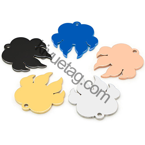 100Pcs/Set 100Pcs Dog Paw ID Tag Personalized Shape Stainless Steel Jewelry Pendant DIY Necklace Keyring Accessories