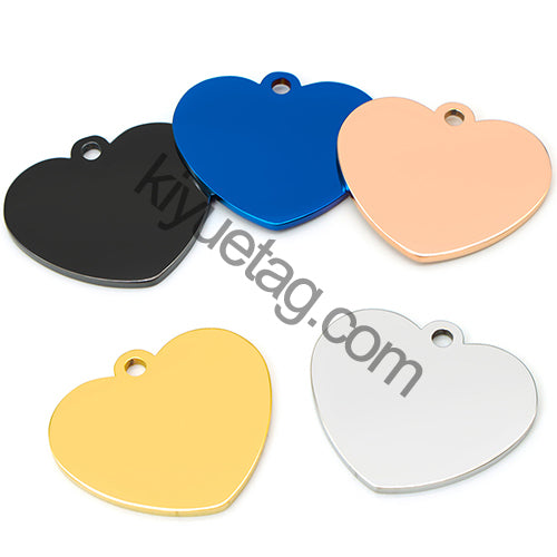 Wholesale 100 Pieces Heart ID Tag Personalized Engraving Custom Dog Identity Cat Lanyard Accessories Stainless Steel Pendant