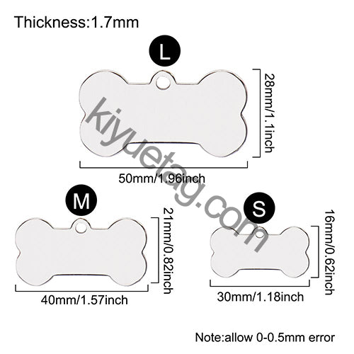 Wholesale 100 Pieces Stainless Steel Bone Pet Identity Dog ID Tag Personalized Laser Custom Cat Collar Accessories