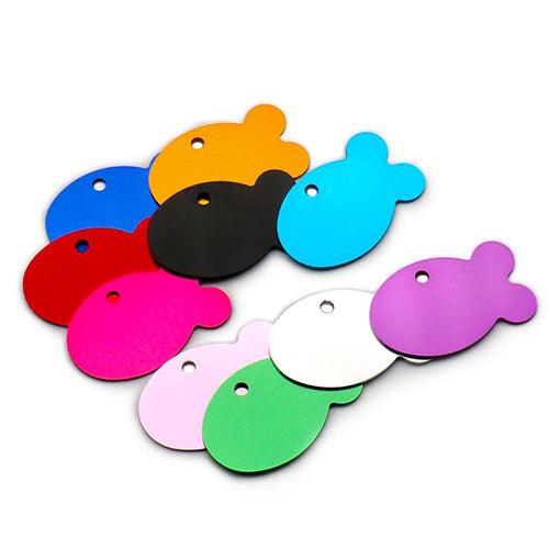 100Pcs/Set Fish Dog ID Tags Aluminum Pendant