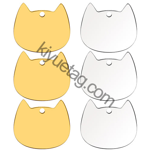 100Pcs Cat Id Tag Face Shape Lovey Pendant Collar Accessories Stainless Steel Dog Name Blank Metal Engraved Quality Neck