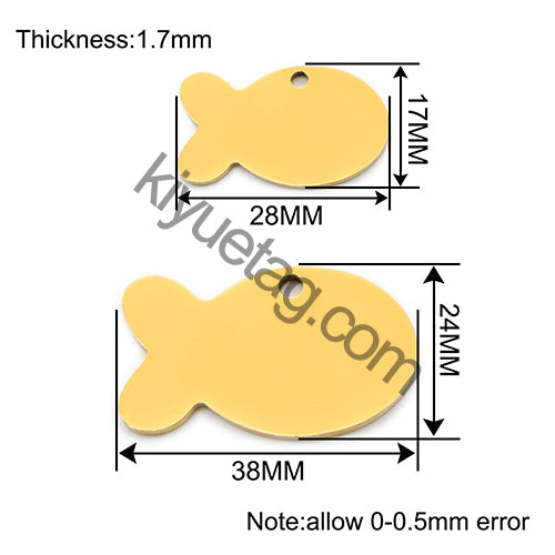 100PCS Personalized Pet ID Tag Fish Shape Stainless Steel Blank Engraved Pendant Accessories Key Ring Gift