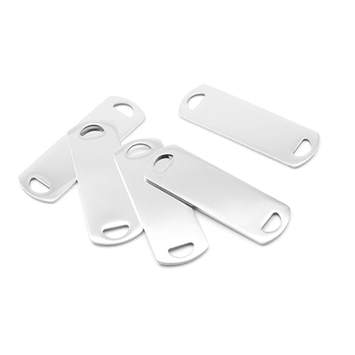 100Pcs Custom Accessories Pet Dog Stainless Steel Blank Tag Personalized Engravable Nameplate Rectangle Charm Pendant Necklace