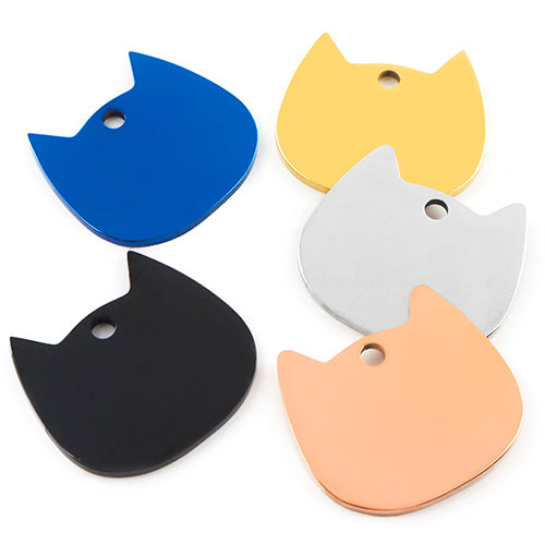 100Pcs Cat Id Tag Face Shape Lovey Pendant Collar Accessories Stainless Steel Dog Name Blank Metal Engraved Quality Neck