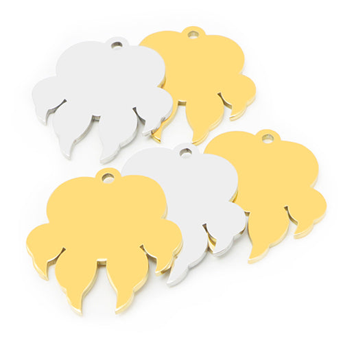 100Pcs/Set 100Pcs Dog Paw ID Tag Personalized Shape Stainless Steel Jewelry Pendant DIY Necklace Keyring Accessories