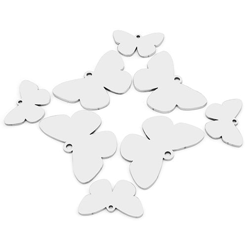 100PCS Customizable Butterfly Shape Stainless Steel Tag Engravable Anti-lost Keyring Pendant Jewelry Necklace Charm Accessories