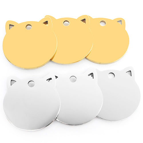 100PCS Personalized Customizable Pet Stainless Steel Tag Laser Engraving Anti-Lost ID Tag Cat Collar Pendant Accessories