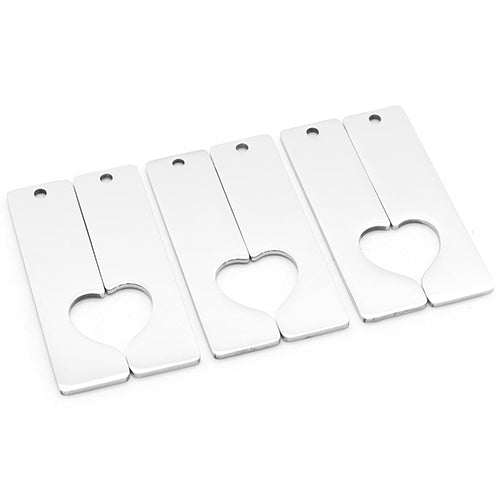 50/Pairs Custom Engravable Rectangular Stainless Steel Pendants Personalized Couple Keyring Charm Accessories