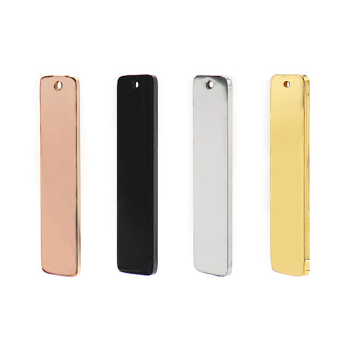 50PCS Engravable Flat Rectangular Stainless Steel Pendant Anti-Lost Key Ring Pendant Pet Dog Tag Accessories