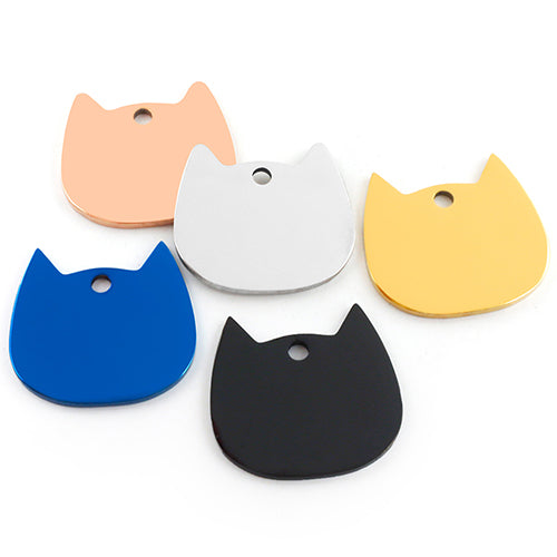 100Pcs Cat Id Tag Face Shape Lovey Pendant Collar Accessories Stainless Steel Dog Name Blank Metal Engraved Quality Neck