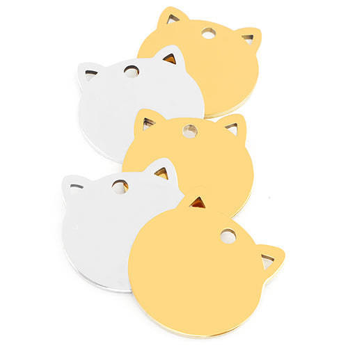 100PCS Personalized Customizable Pet Stainless Steel Tag Laser Engraving Anti-Lost ID Tag Cat Collar Pendant Accessories
