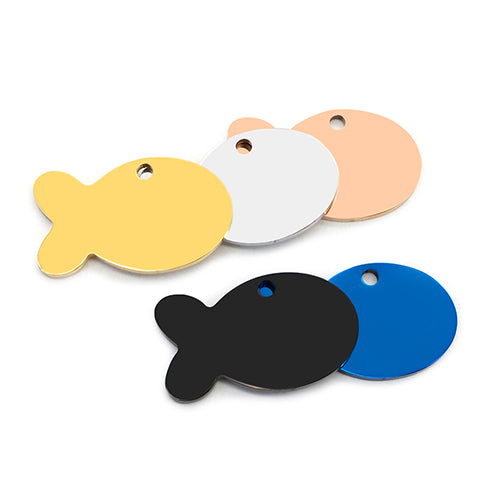 100PCS Personalized Pet ID Tag Fish Shape Stainless Steel Blank Engraved Pendant Accessories Key Ring Gift