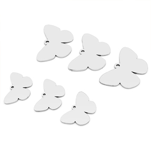 100PCS Customizable Butterfly Shape Stainless Steel Tag Engravable Anti-lost Keyring Pendant Jewelry Necklace Charm Accessories